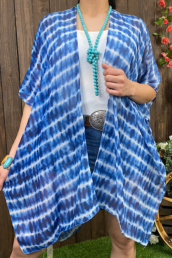 SK Blue Tye-Dye Printed Kimono