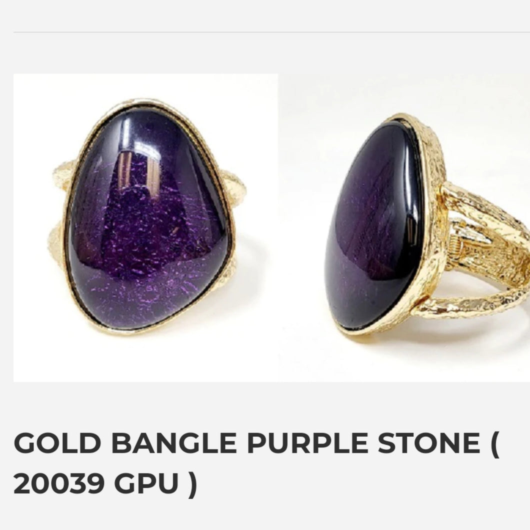 Gold Bangle Purple Stone 1544 Bracelet