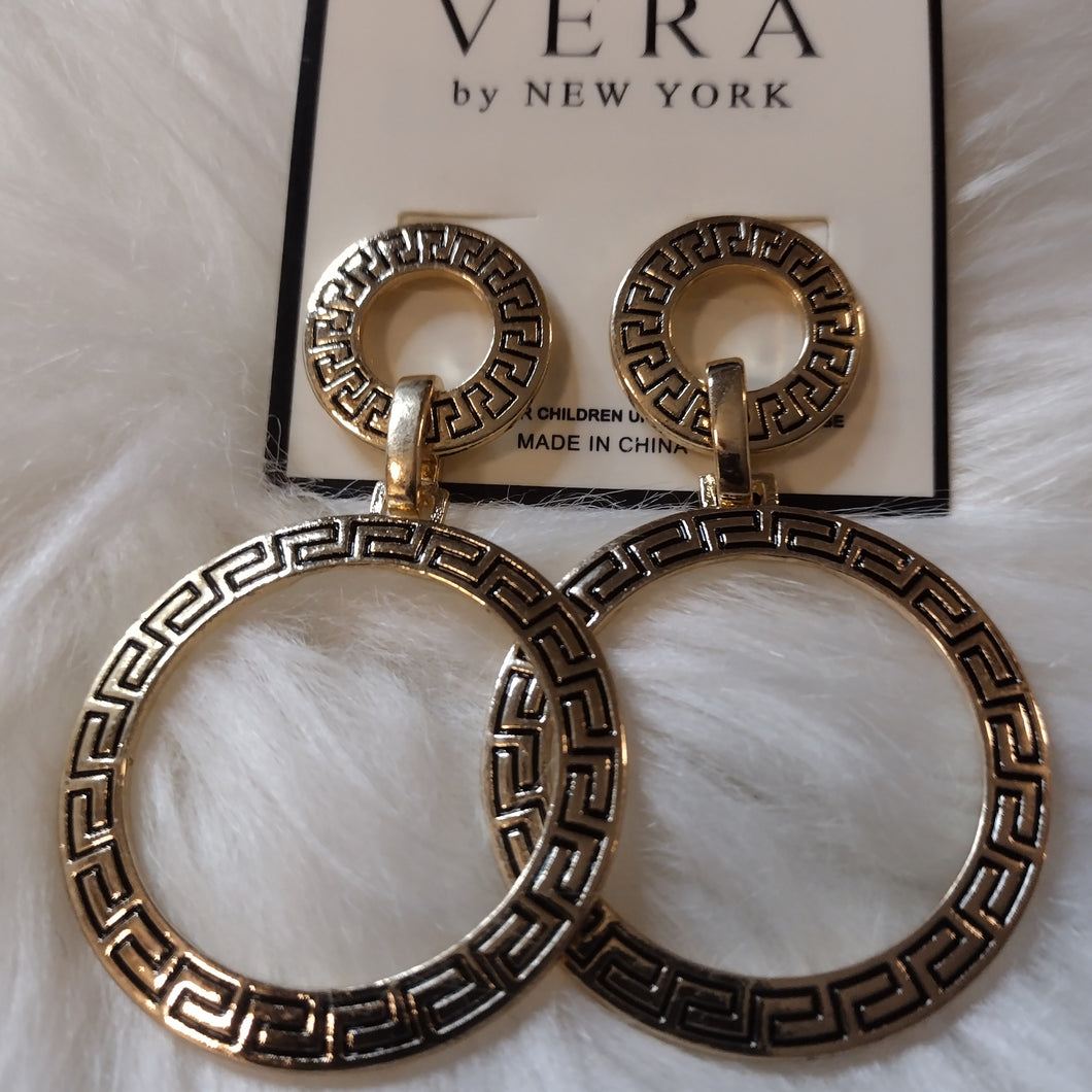Gold Greek Design Earrings