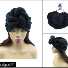 Load image into Gallery viewer, Sassy Black Knotted Design Turban

