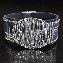 Load image into Gallery viewer, Denim Rhinestone Magnetic Bracelet
