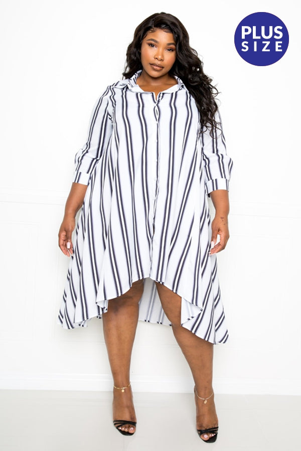 Tonya Hi-Lo Stripe Print Dress