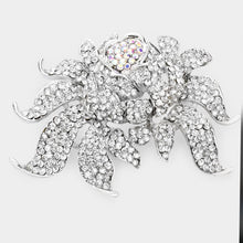 Load image into Gallery viewer, Round Stone Embellished Flower Brooch
