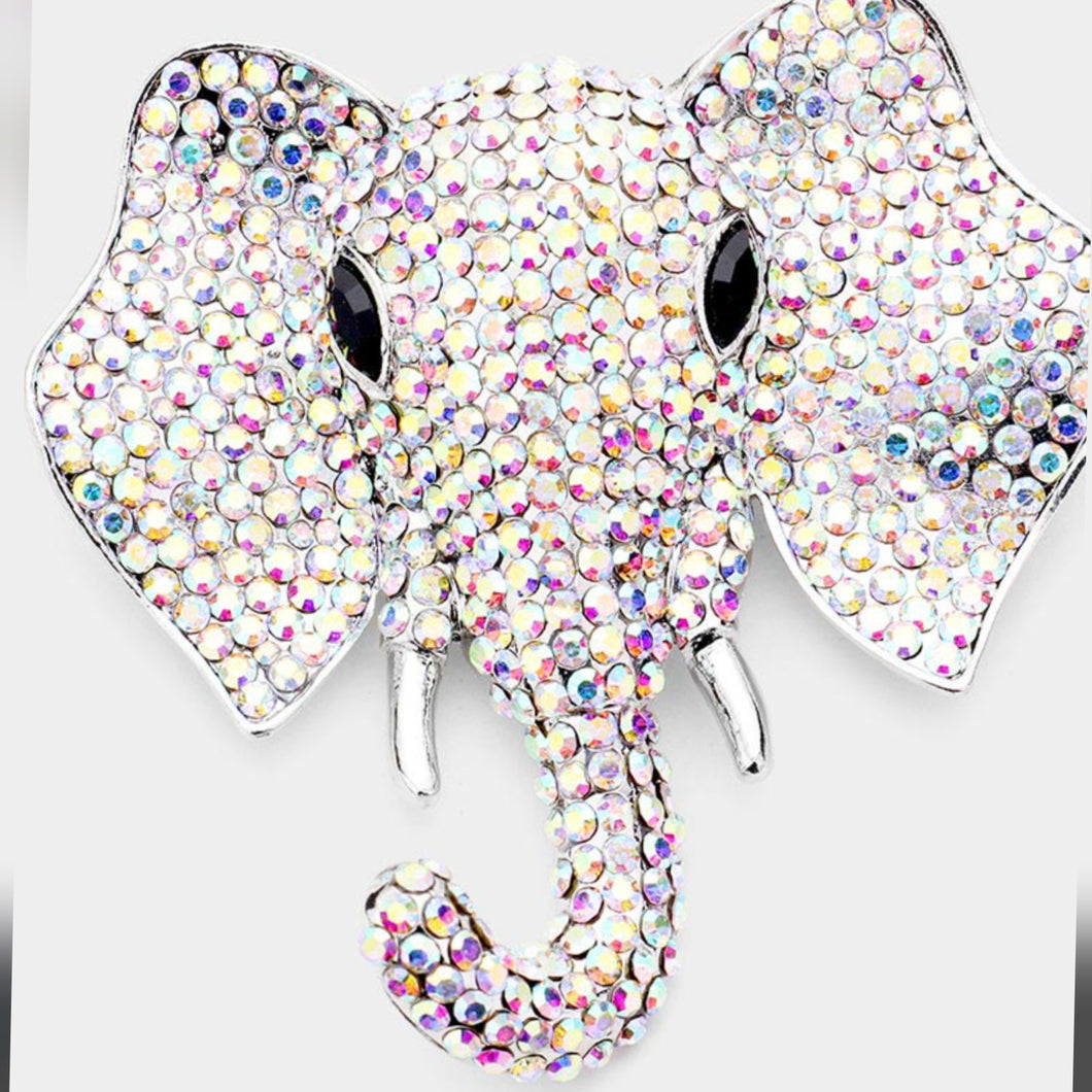 Rhinestone Elephant Brooch