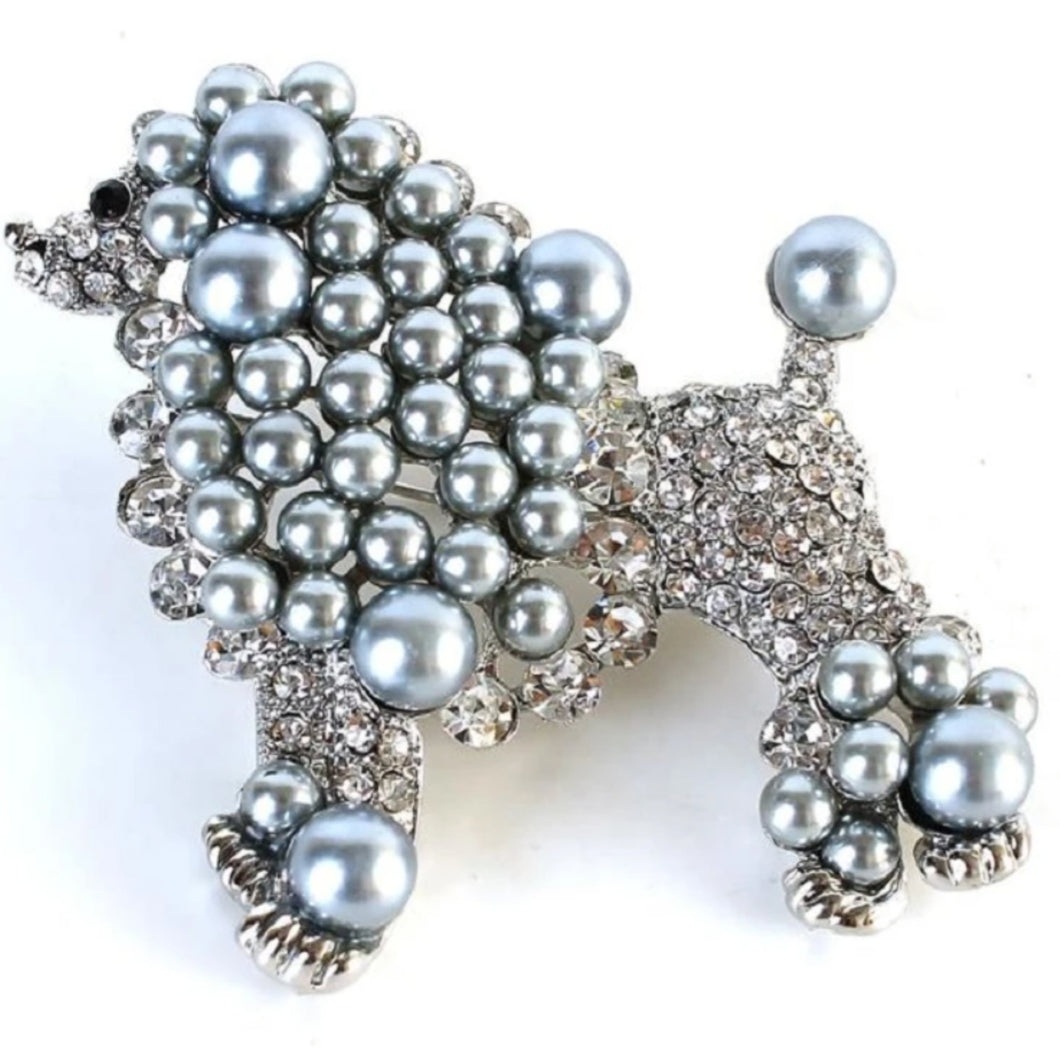 Stone Poodle Brooch